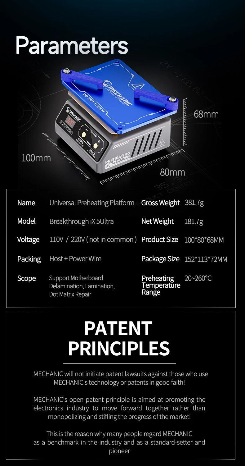 Mechanic IX5 Ultra Universal Preheating Platform Mobile Phone Motherboard Layered Bonding Glue Removal Dot Matrix Repair Heater