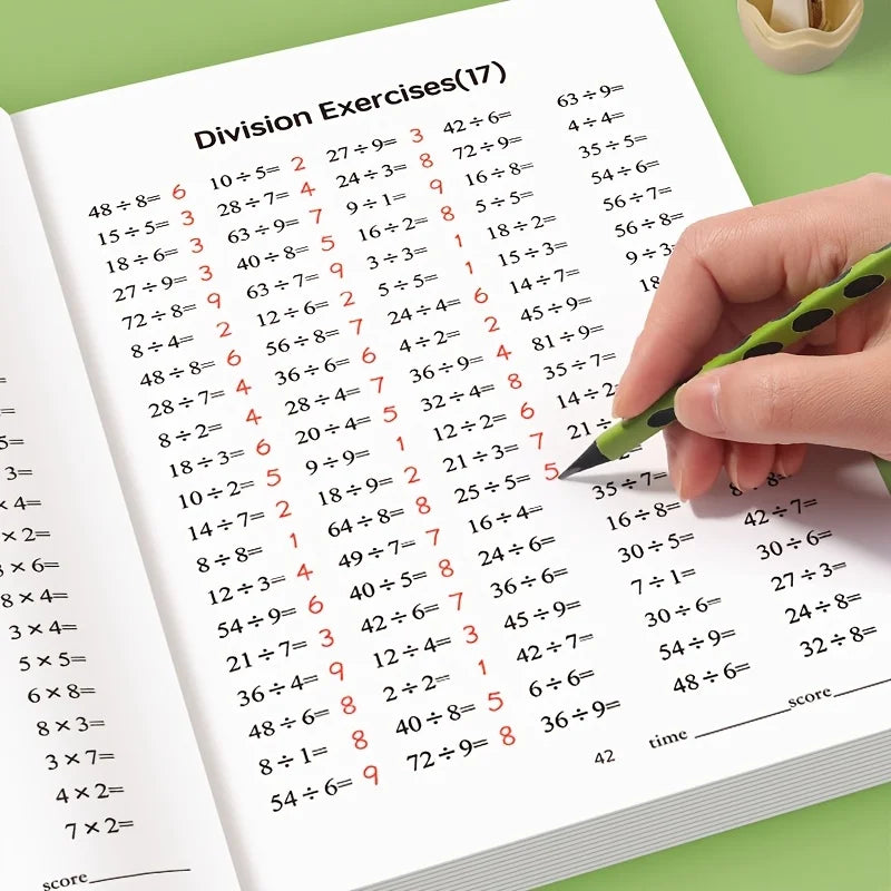 48-Page Multiplication and Division Practice Book for Children Aged 3 and Above - Durable Paper Arithmetic Exercise Book with Handwriting Practice, Perfect for School Supplies, Math Learning Tools, and Christmas Gifts, Multip
