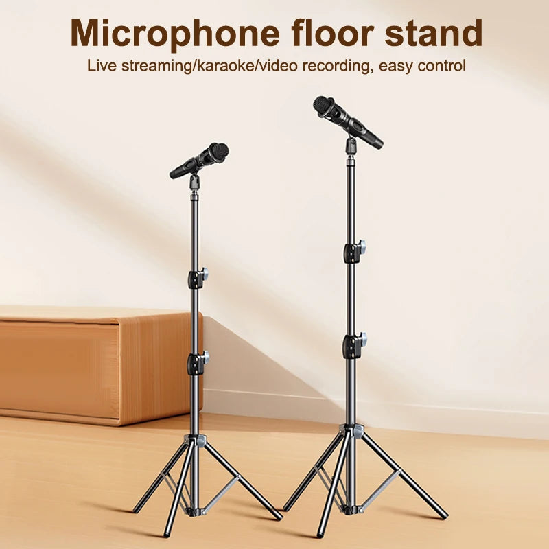 NEW! Microphone Boom Tripod Stand 1.7 2.1M Mic Tripod Bracket 66CM Crossbar Arms With Clip And Phone Holder