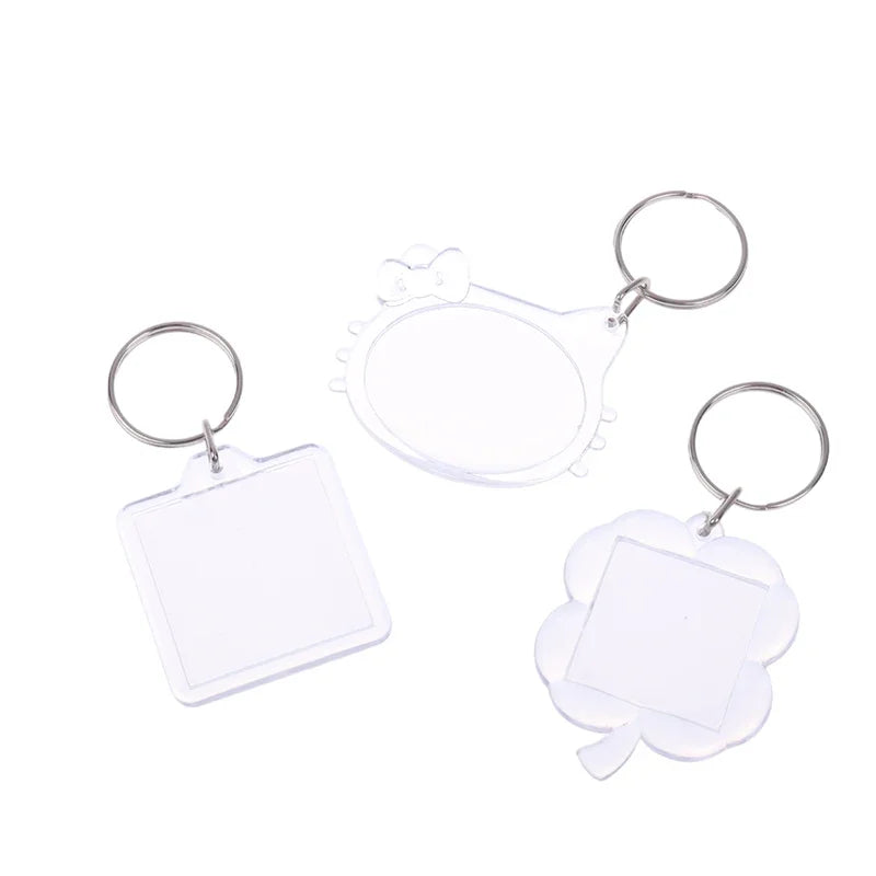 5pcs Blank Photo Frame Keychain Clear Acrylic Keyring Insert Photo Split Key Pendant DIY Key Holder Couple Anniversary Gifts