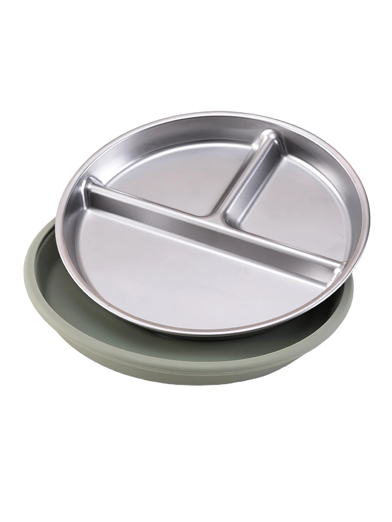 Plato de Acero Inoxidable con Ventosa Color Kids | Silicona | Alimentación Bebé 🍼