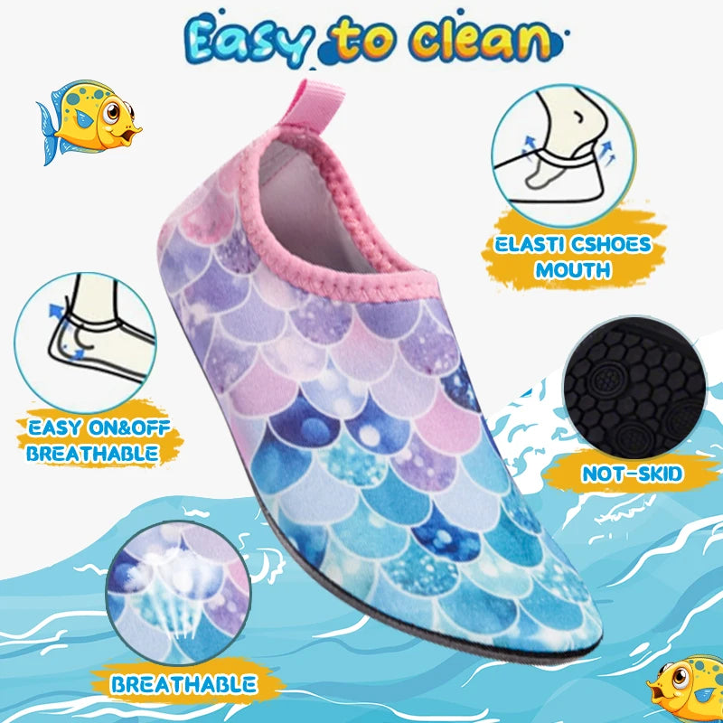 Kids Water Sport Beach Swimming Socks Girl Thin Multi Prints Anti Slip Fitness Yoga Dance Swim Surf Diving Underwater Shoes