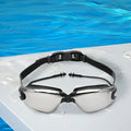 High-Quality Black Swim Goggles for Adults - Adjustable Nose Bridge & Headband, Anti-Fog & UV Protection, Comfortable Waterproof