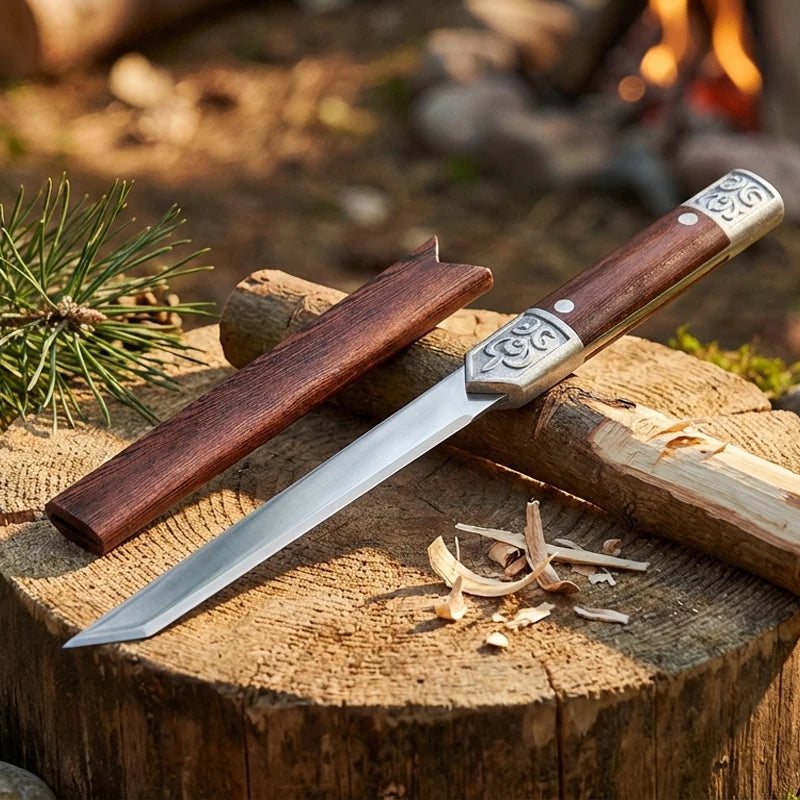 Outdoor stainless steel fruit knife high-end survival small straight knife portable camping knife multi-functional peeling knife