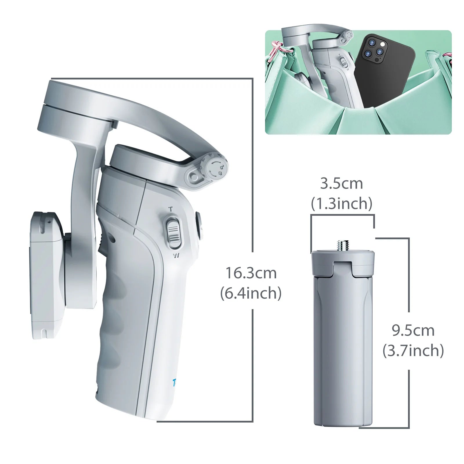 M01 3-Axis Smart Gimbal Handheld Stabilizer Selfie Tripod with Fill Light for Smartphone Anti Shake Foldable for Xiaomi iPhone - Firu Total Sales