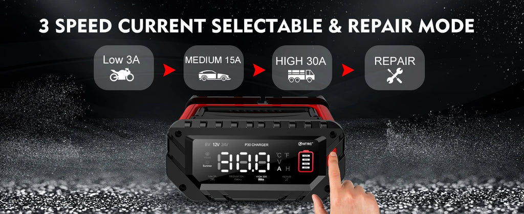 Cargador Inteligente de Batería de Auto 12V 30A | LCD | LiFePO4 y Ácido-Plomo 🔋