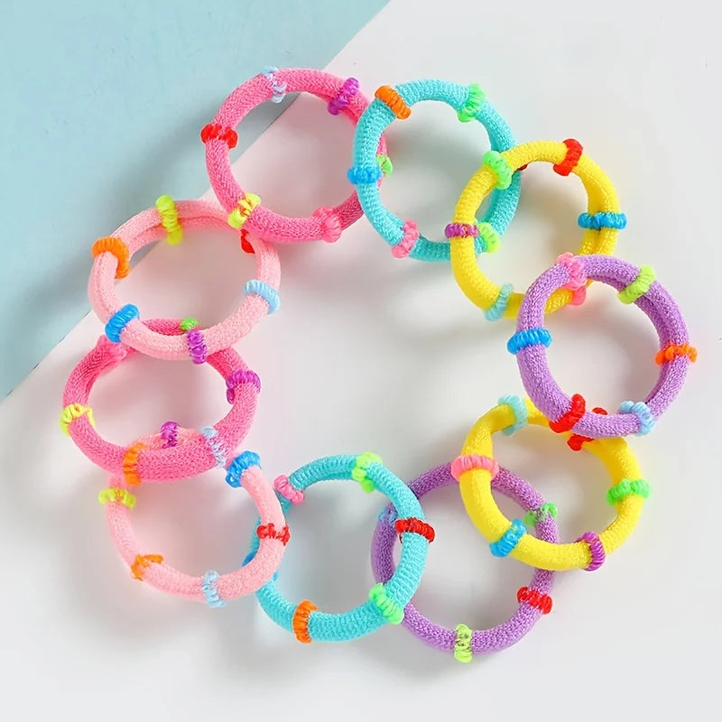 50 Pieces of Colorful Elastic Headband Set Bamboo Style Children's Hair Rope Simple Style Ponytail Suitable For Women And Girls