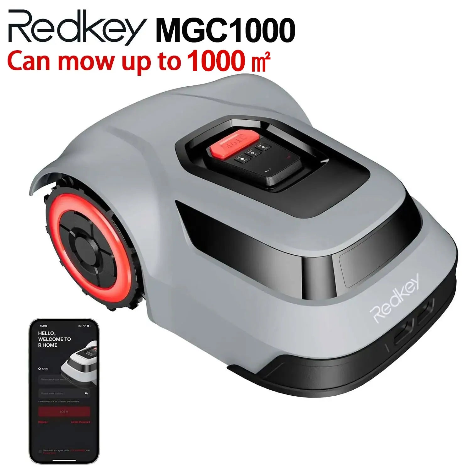 C-TOF Robot Lawn Mower Redkey MGC1000 Lawn Mower Robot Cable Break Detection Climbing Capacity 45% App Control Mowing Robot