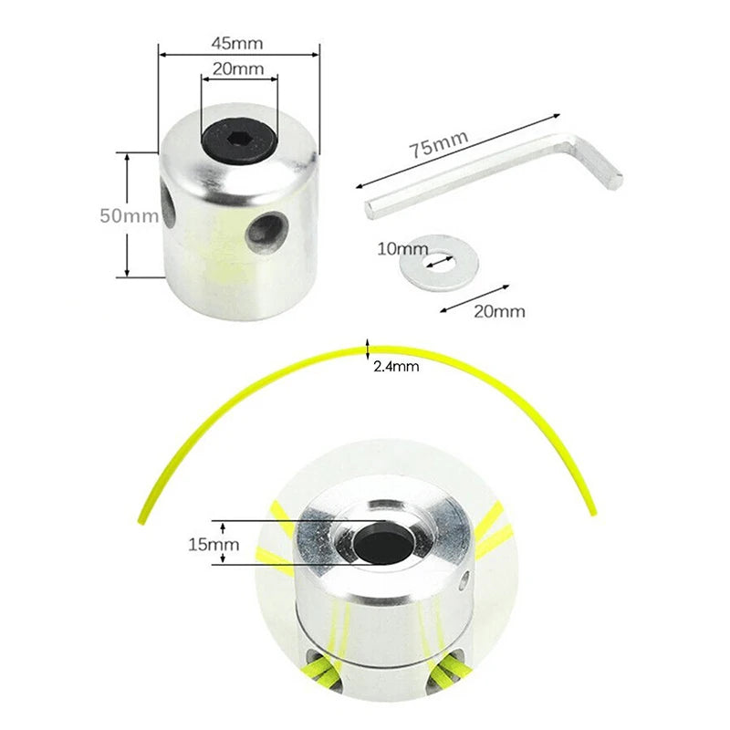 Aluminum Grass Trimmer Head With 4Lines Brush Cutter Head Lawn Mower Accessories Cutting Line Head for Strimmer Replacement Tool