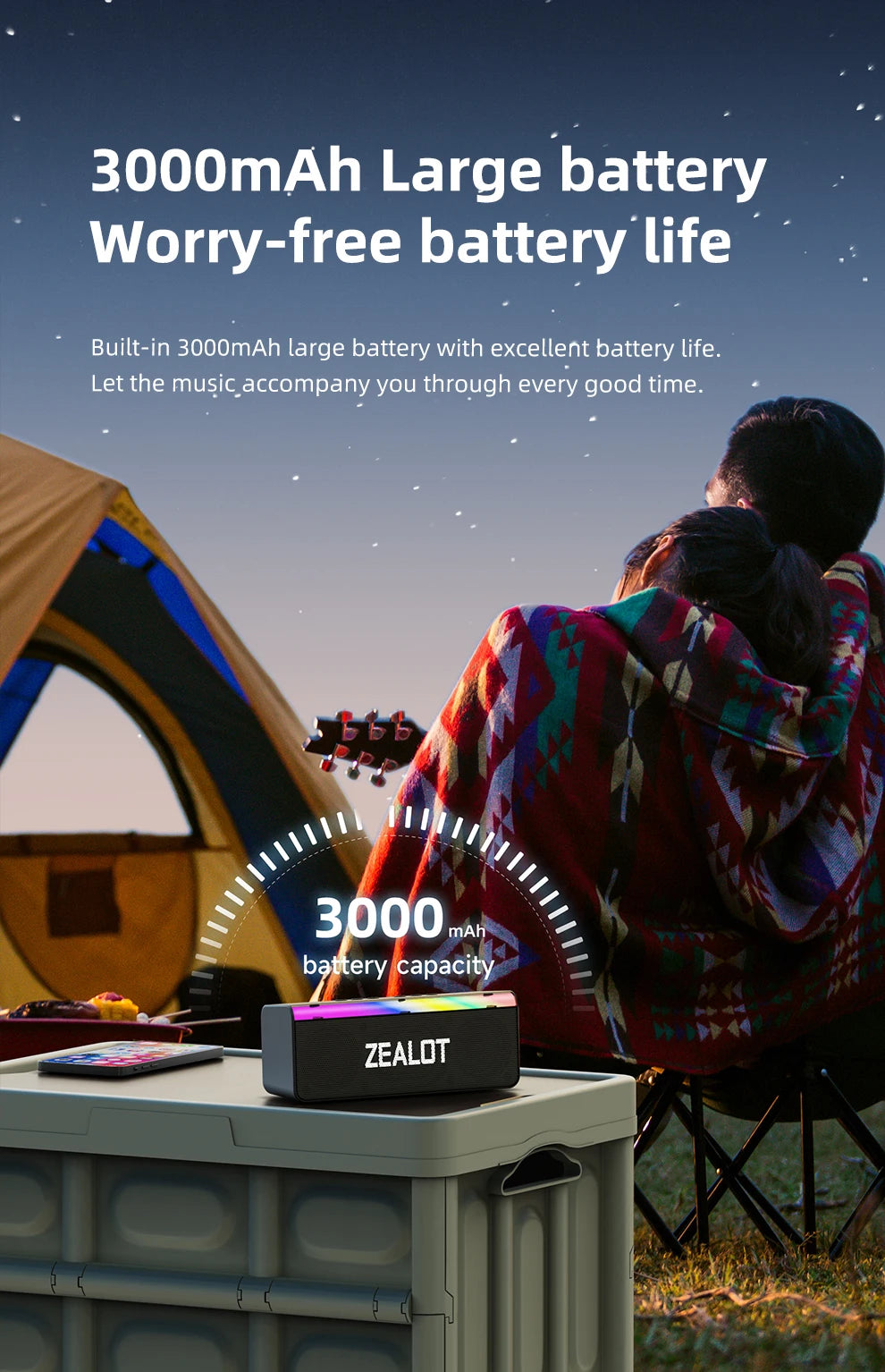 Zealot-S72 Outdoor Bluetooth Speaker 20W Superior Sound and Bass Music Sound Box IPX6 Waterproof 10H Playtime Portable Speaker