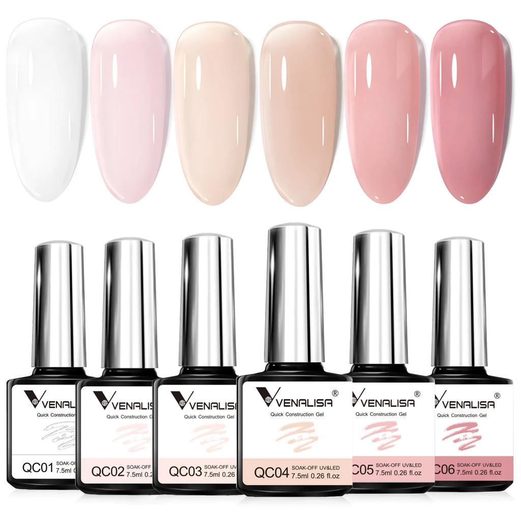 Gel de Construcción Rápida VENALISA 7.5ml | Semitransparente Jelly | Nude Rosa UV/LED 💅 - Firu Total Sales