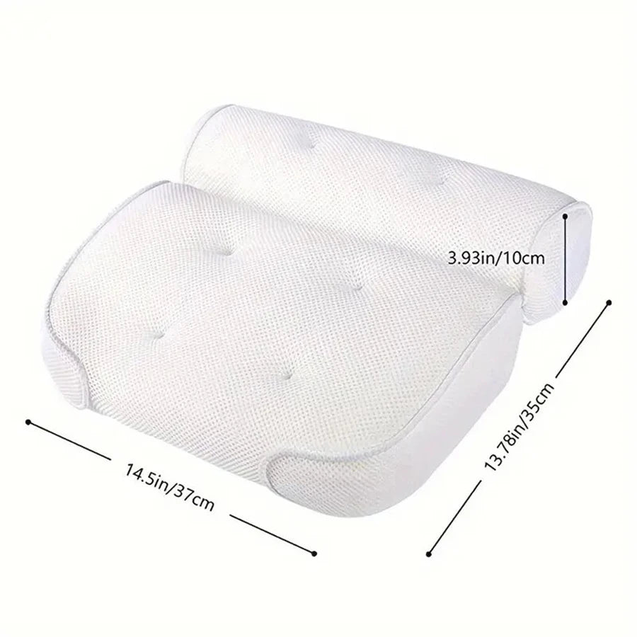 1 spa bathtub pillow with anti-slip suction cups for neck and back support, bathtub/bathroom accessory