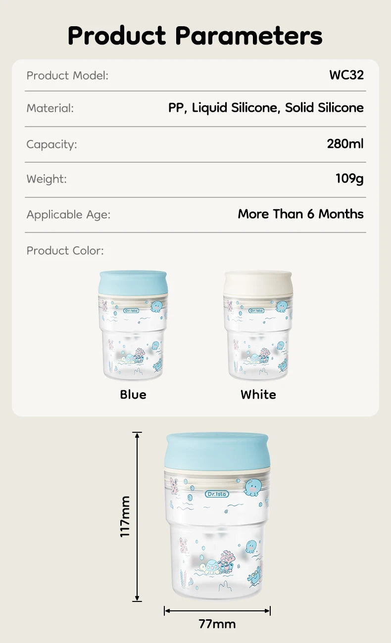 Vaso de Aprendizaje 360° 280ml para Bebé | Tapa Flip | Antiderrame | Sin BPA 🍼