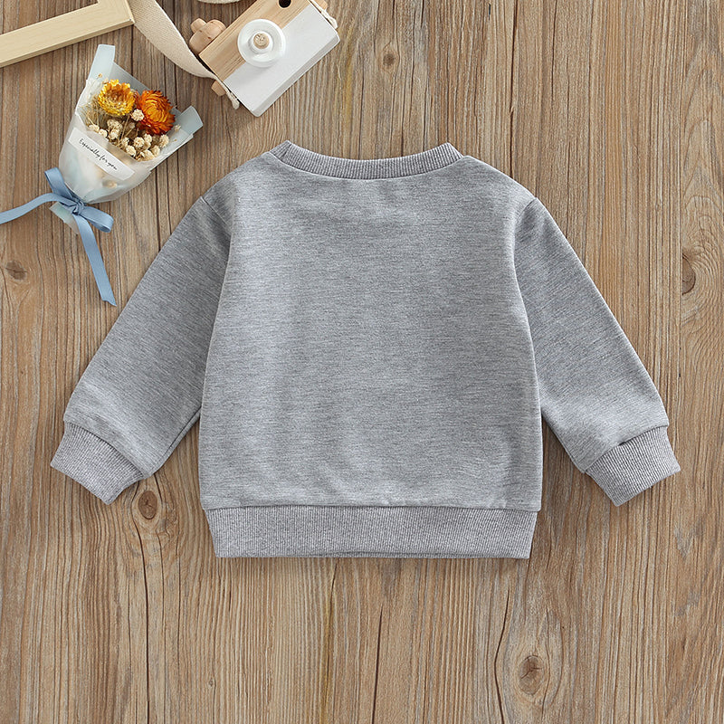 Baby Sweatshirt Letter Print Design Long Sleeve Round Neck Cute Breathable Pullover Tops