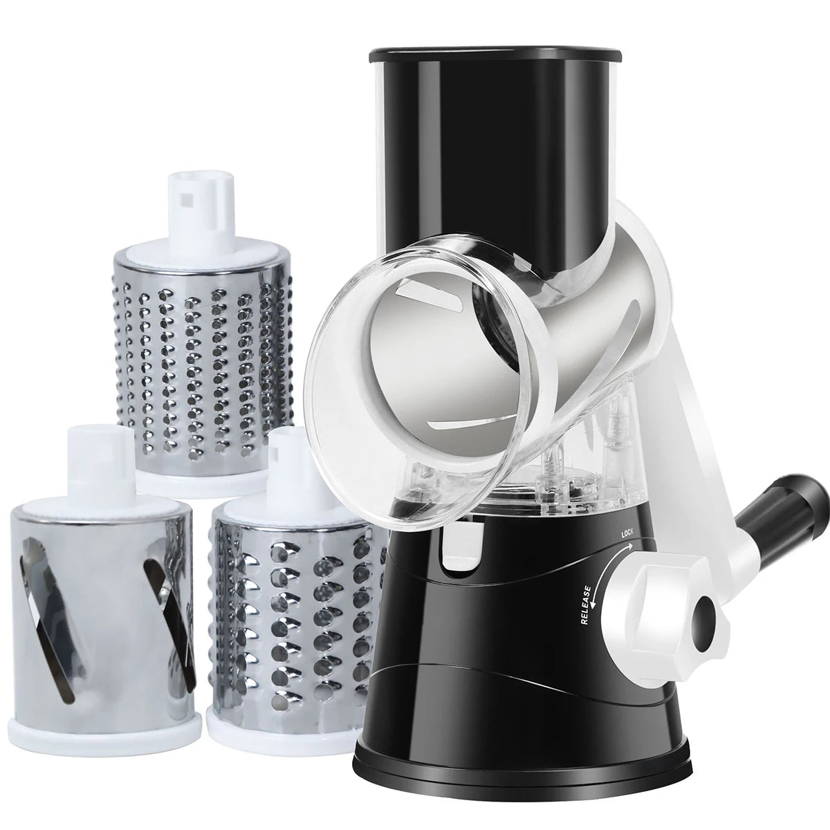 Vegetable Slicer Shredder, 3 Drum Manual Grater for Cheese Peanut Cookie, Multifunctional Kitchen Cutter Chopper Tool