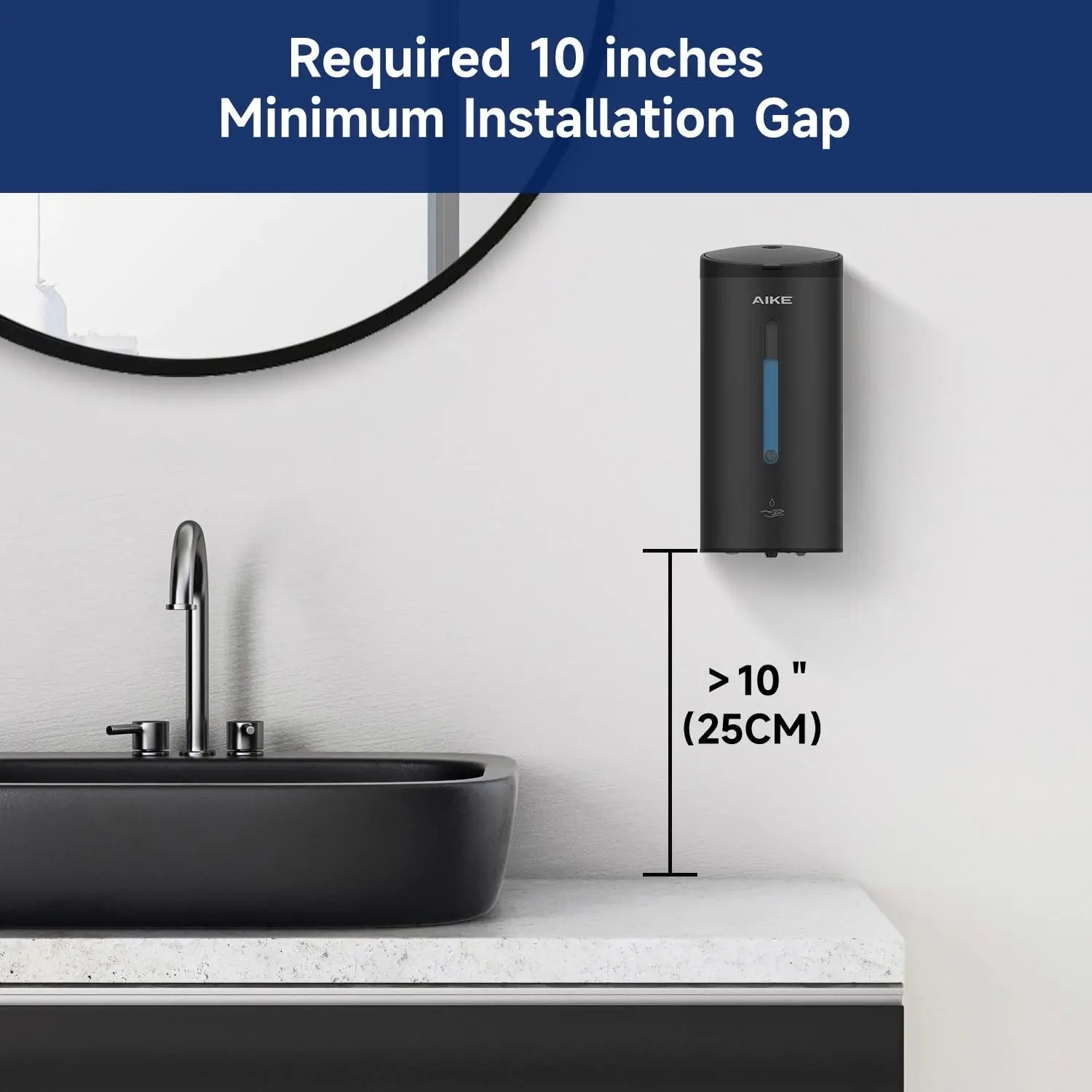 AIKE Automatic Liquid Soap Dispenser AK1205 Wall Mounted Commercial Smart Soap Dispenser For Bathroom Large Capacity 750ML/800ML