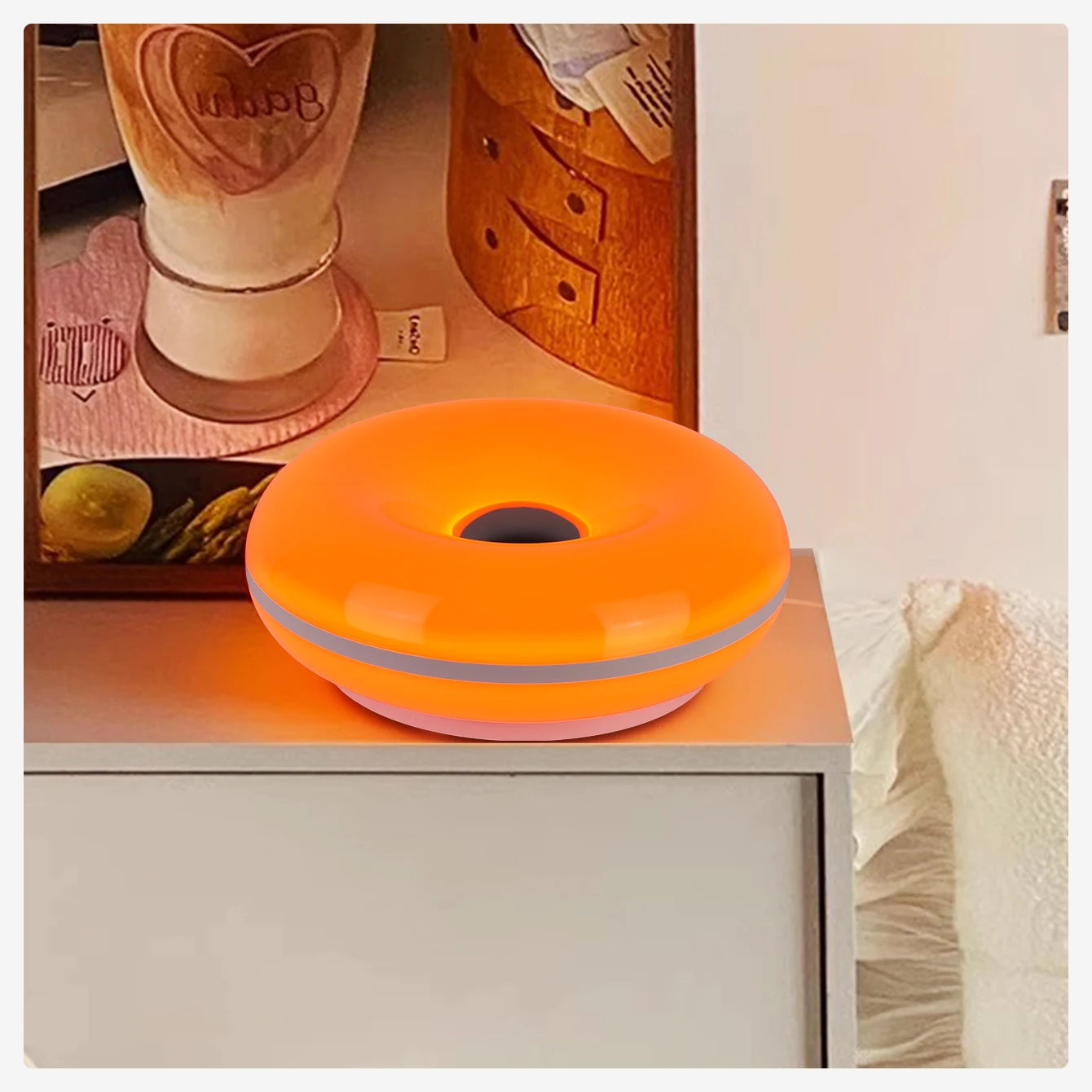 Bauhaus donut table lamp USB plug bedroom bedside decorative light living room dining room ambient light（Not glass）
