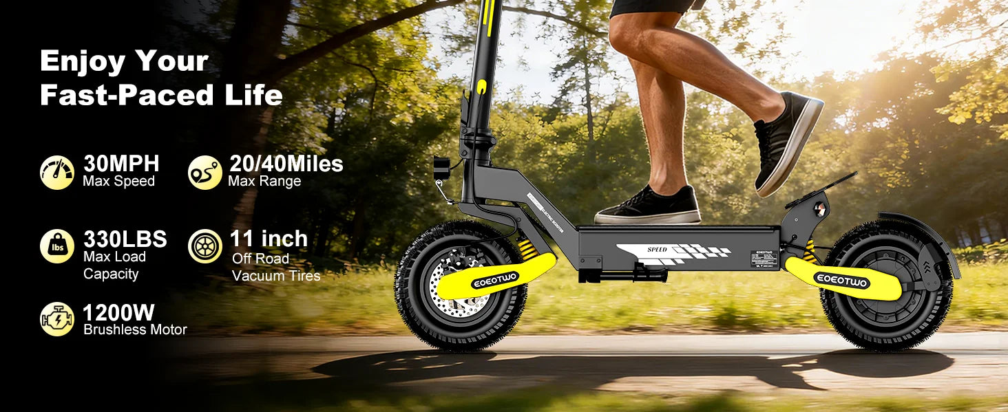 Scooter Eléctrico Off-Road 1200W 48V | 30MPH | Llanta 11" Sin Cámara | Plegable 🛥️