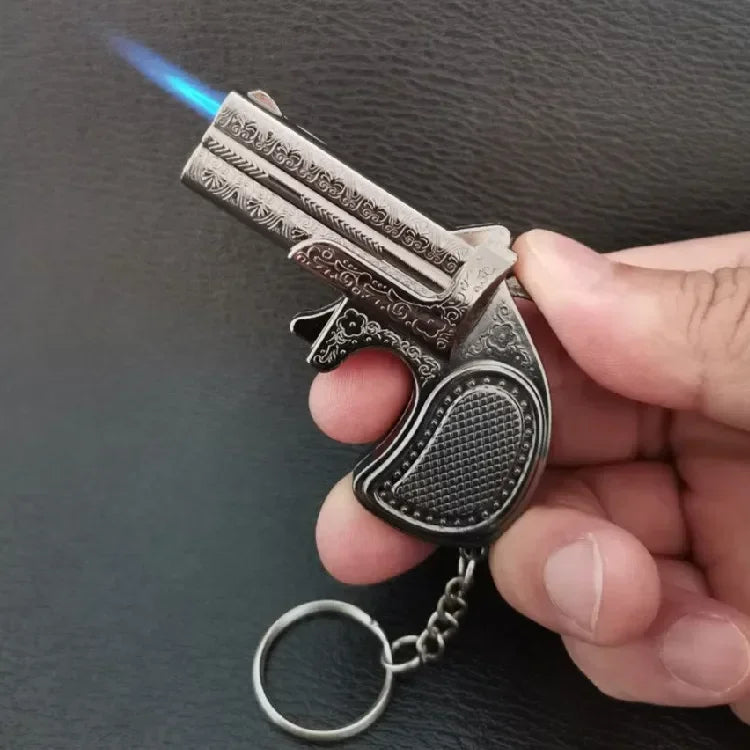 Various Gun Shape Cigarette Lighter，mini Portable Torch Lighter Refillable Butane Gas Open Flame Lighter Smoking Accessories