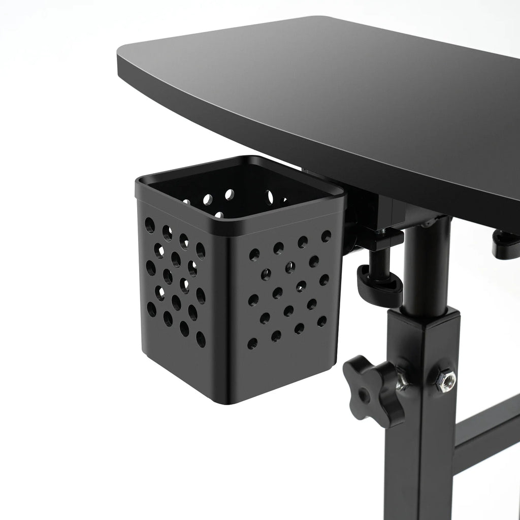Portable Adjustable Height Tattoo Workstation Dual Surface Black Iron & Density Board Table 57.5-90cm12.5kg Load-Bearing