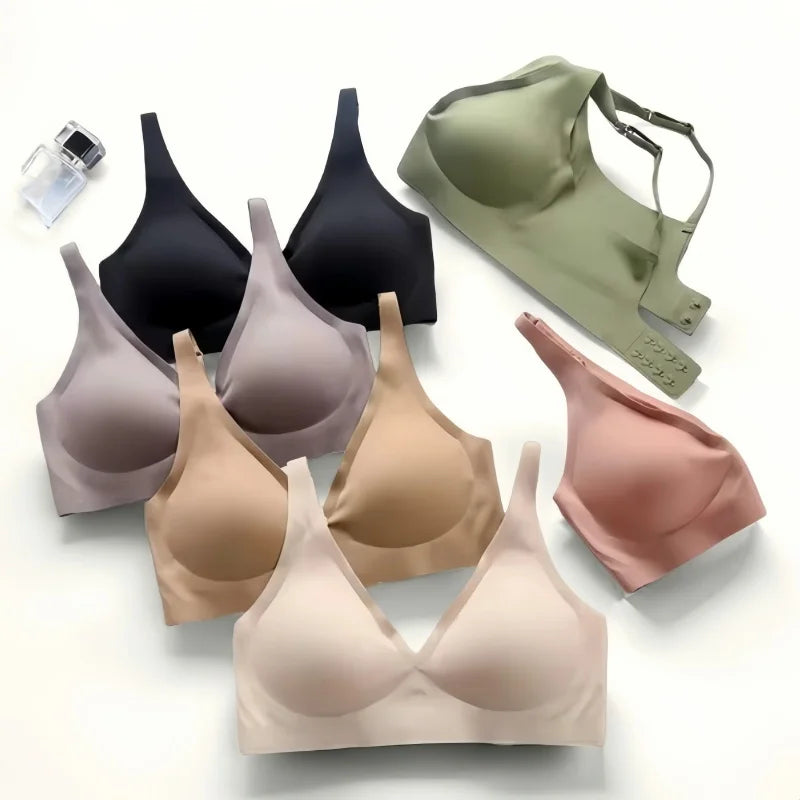 Push Up Seamless Bras For Women Non-wire Brassiere V-neck Bralette Removable Padded Sports Underwear Female Sexy Lingerie S-XXL