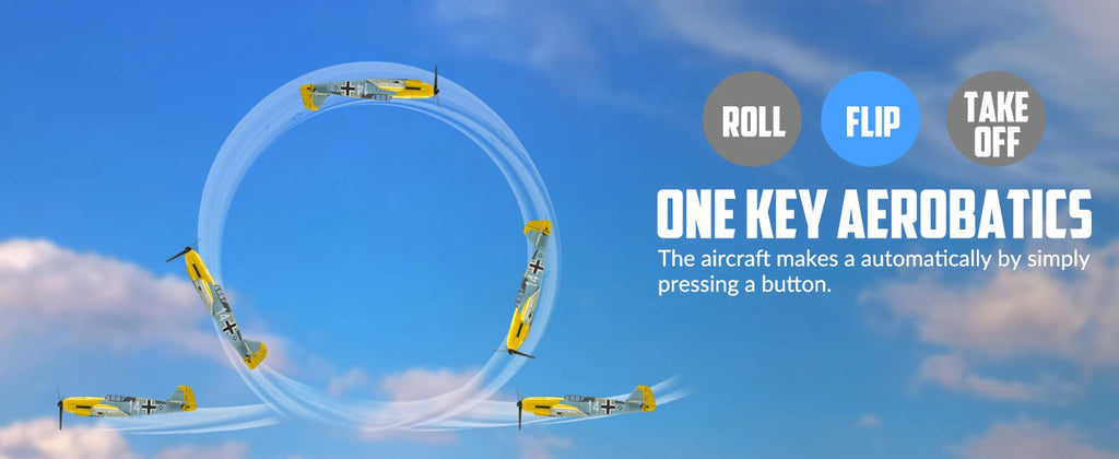 VOLANTEXRC Avión RC BF109 | 4 Canales | RTF | Alerón y Giroscopio | Acrobacias | 3 Modos | Fácil para Principiantes