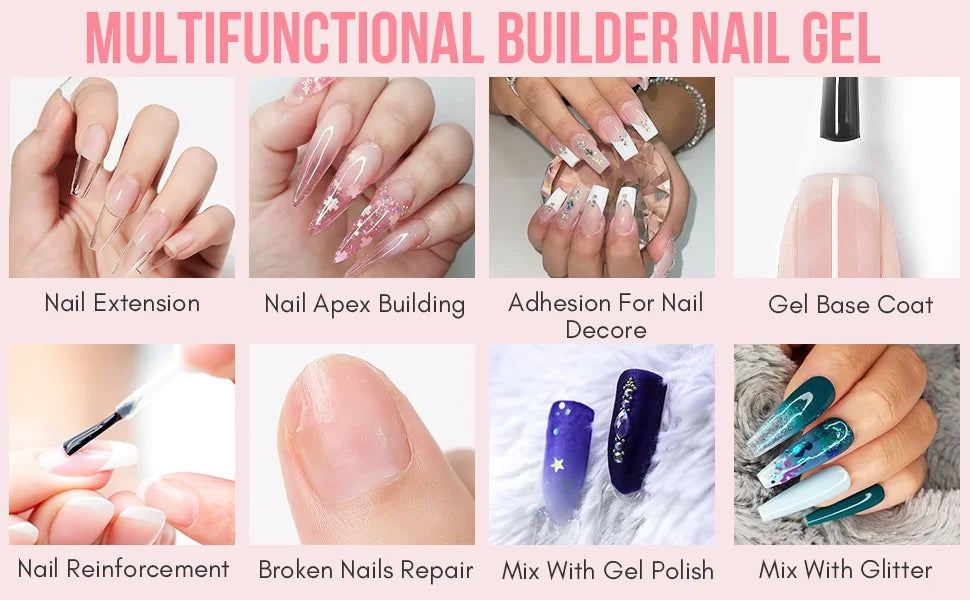 Makartt 5-in-1 Builder Gels Nail Gel Extension Nail Strengthen & Nail Repair Base Coat Nail Polish Soak Off  UV/LED Lamp Needed