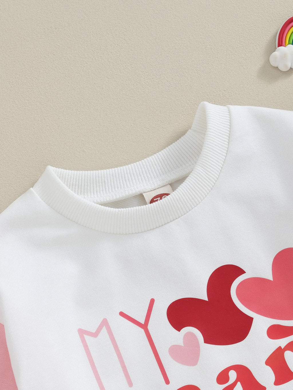 Infant Girls Valentine s Day Jumpsuit with Heart Print and Long Sleeve Crew Neck Contrast Color Sweatshirt Romper - Firu Total Sales