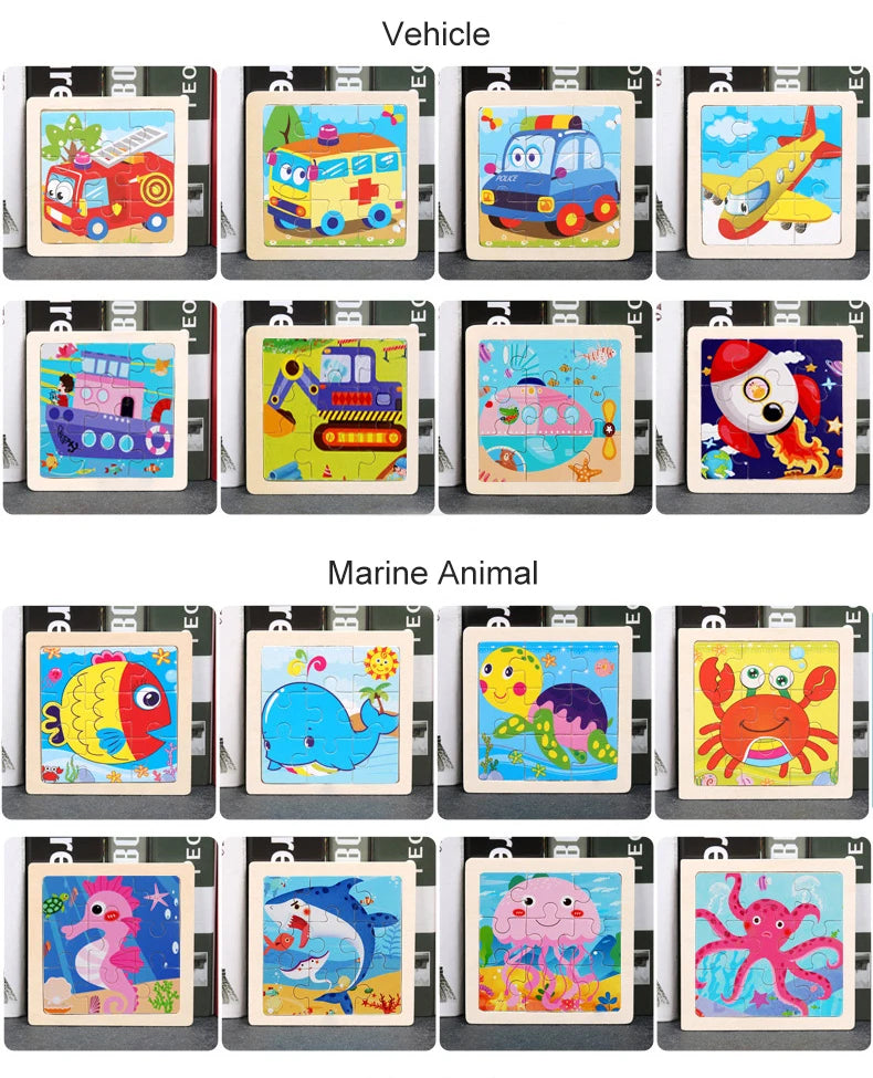 Wooden Animal Jigsaw Puzzle for Kids – Montessori Game
