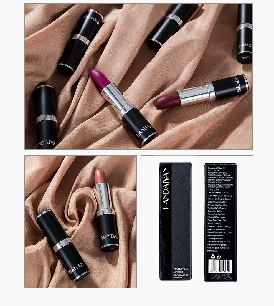 Matte Pink Velvet Lipstick Sexy Nude Red Brown Purple Lipgloss Gloss Velvety Lipstick Waterproof Makeup Long Lasting Lipstick