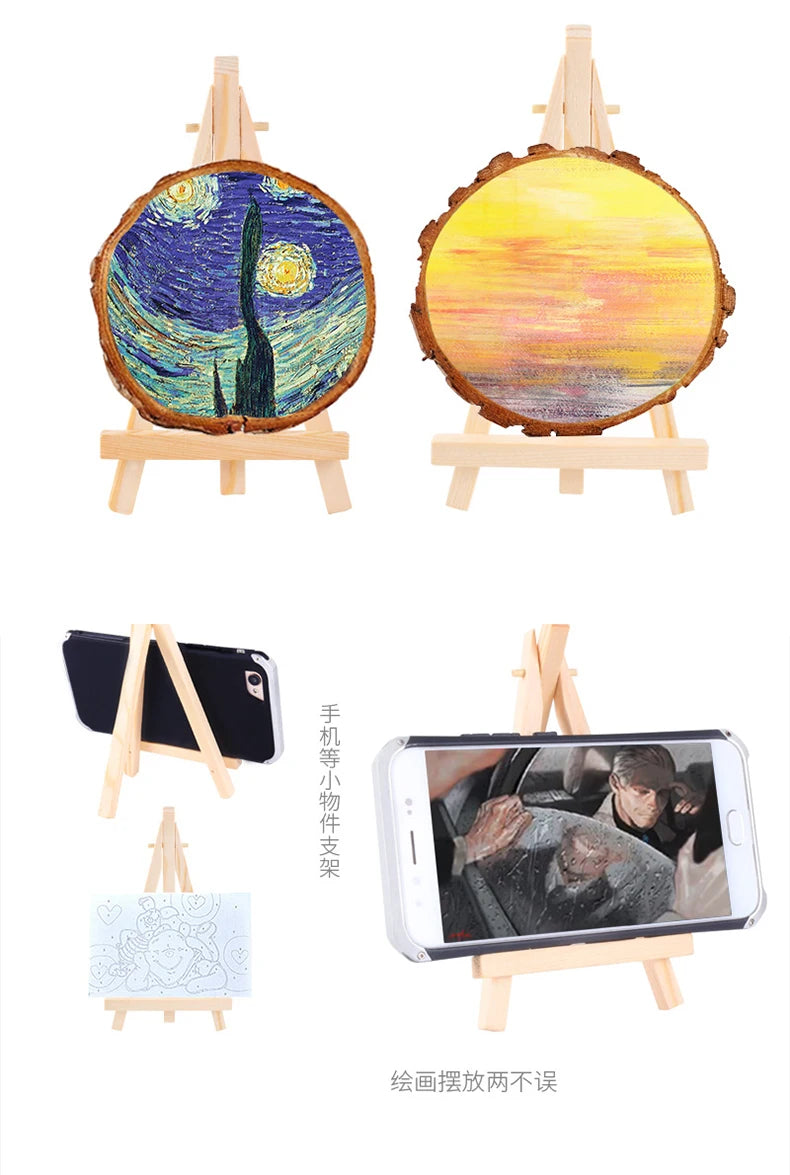 5 pcs Mini Wooden Easel for Mobile Phone Holders,Folding Desktop Display,Triangle Bracket,Drawing Board,Art Supplies