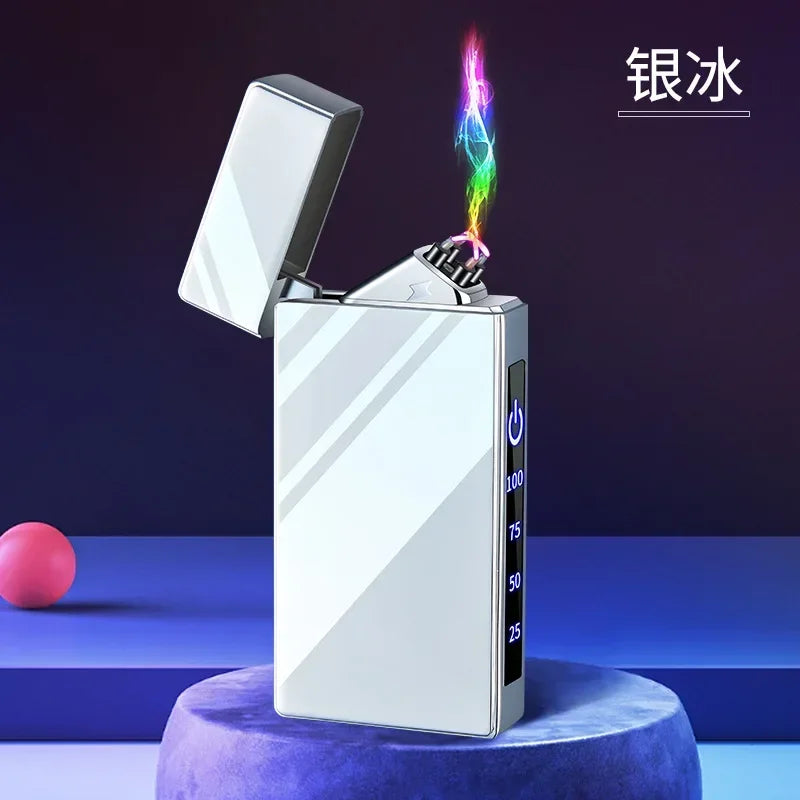 Windproof Electric Arc Metal Smoking Lighter Plasma Flameless Rechargeable USB Cigarette Lighter LED Digital Touch Lighters Gift