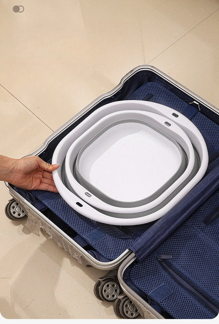 Folding Washbasin Silicone Portable Basin Foldable Bucket Camping Sink Bath Goods Dorm Room Essential Collapsible Laundry Bowl