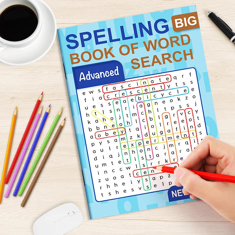 Spelling Book of Word Search Advanced & Elementary 32 Pages Mixed Words Puzzle Book for Adults Brain Exercise & Entertainment