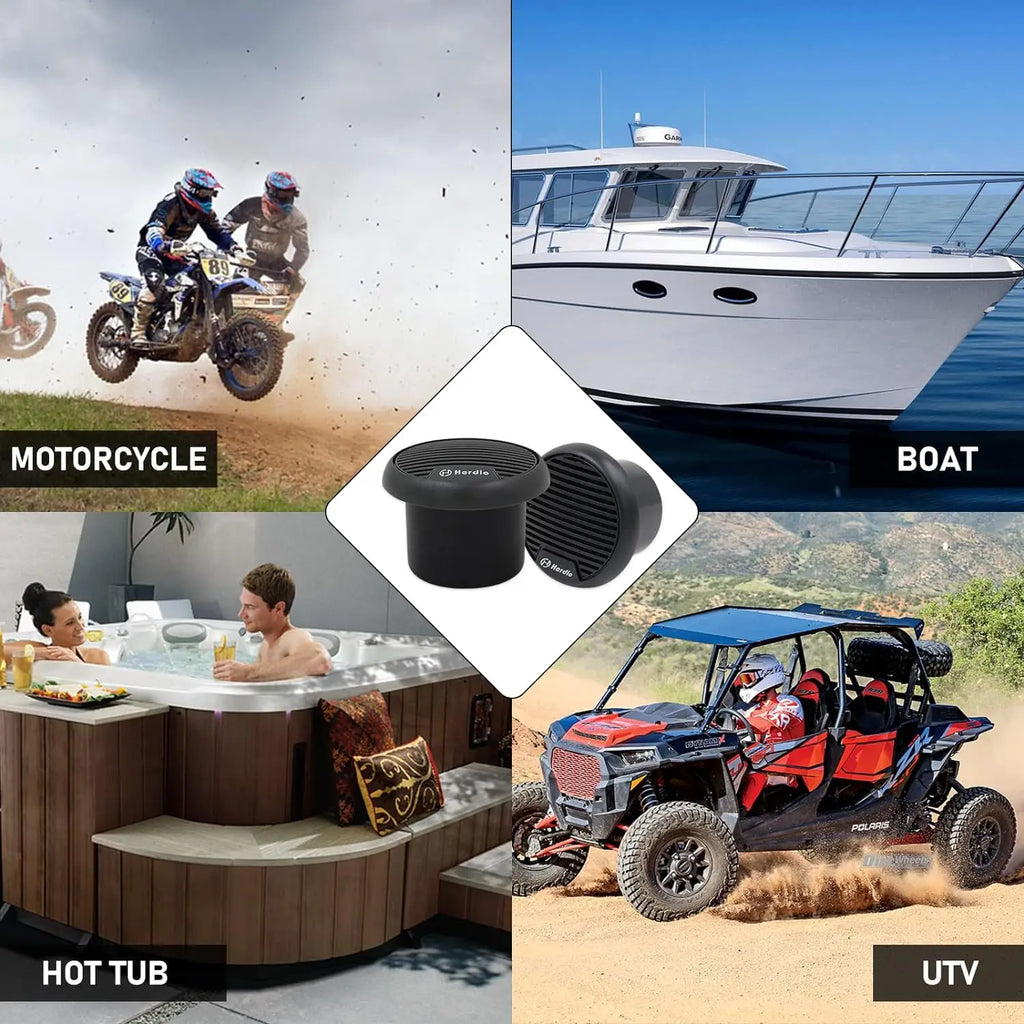 Herdio 160W 3 Inch Marine Boat Waterproof Speakers Motorcycle bluetooth Speaker Audio Stereo System For ATV UTV Outdoor (Gray)