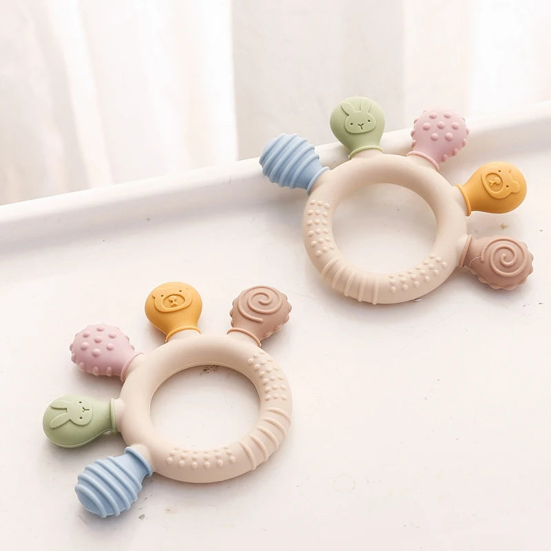 Silicone Teether Ring BPA Free — Baby Chewing Toy | 0-12 Months Gift