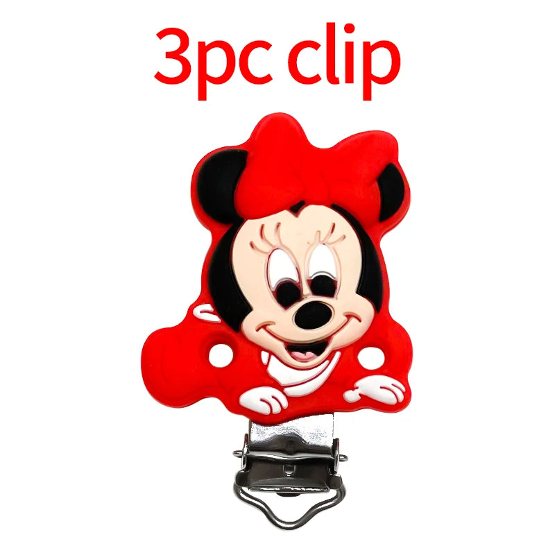 1/3/10pcs Silicone Mickey Teething Beads Food Grade Cartoon Shape Baby Teethers Toys DIY Pacifier Clips Chain Accessories