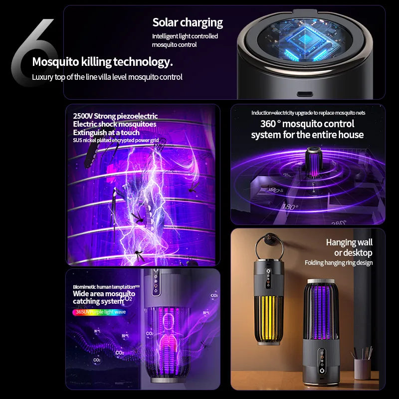 Lámpara Solar Mata Mosquitos Exterior | Recargable | Repelente Hogar | Certificada CE ☀️ - Firu Total Sales