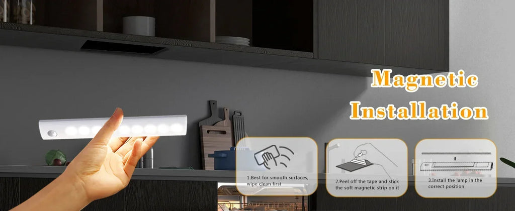 Under Cabinet Lights 1/3/5/6pcs, Motion Sensor Rechargeable  Battery Operated 2 Colors LED Light  for  Closet, Kitchen, Bathroom