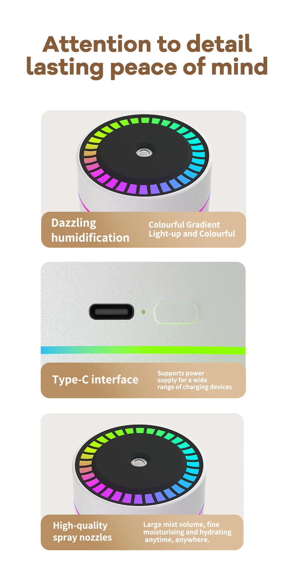 Difusor Aromaterapia 180ml | Humidificador LED 7 Colores | Auto y Hogar 🌿