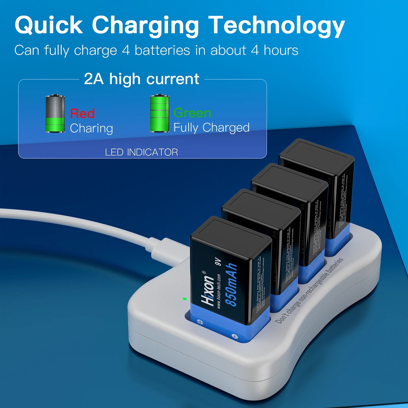 Batería Recargable Hixon 9V 8500mAh Li-ion | Alarma de Humo y Dispositivos Portátiles 🔋