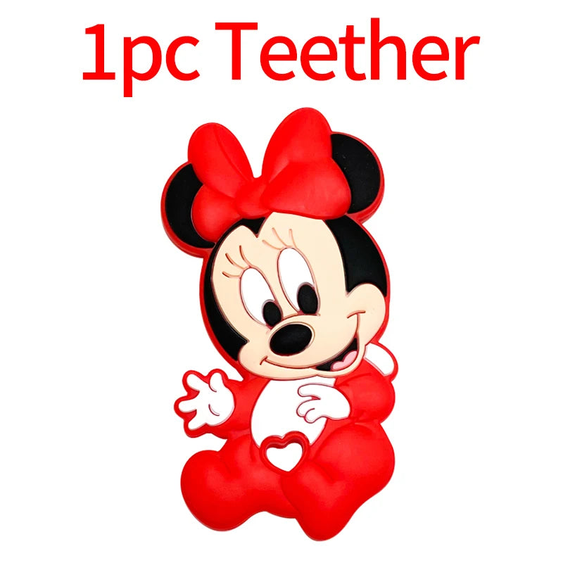 1/3/10pcs Silicone Mickey Teething Beads Food Grade Cartoon Shape Baby Teethers Toys DIY Pacifier Clips Chain Accessories