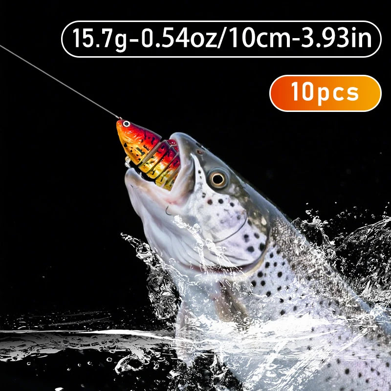 5 Packaged in Multiple Sections Swim bait Fishing Lure Set Realistic Fish Design Treble Hook Sinking
