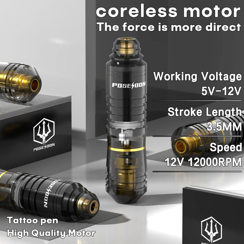 Tattoo Kit POSEIDON New Memory Tattoo Pen Kit For Permanent Makeup Tattoo Machine Wireless Tattoo Power Supply Tattoo Gun Kit
