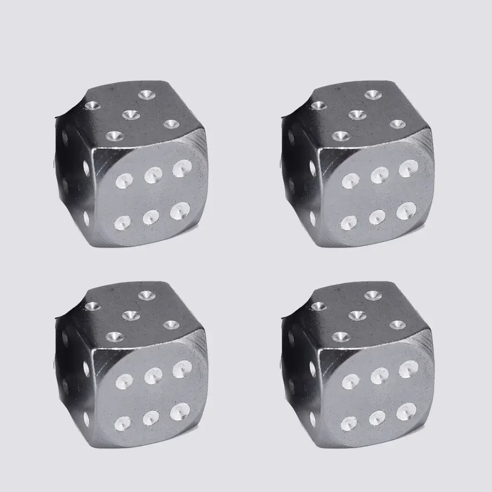 4PCS Aluminum Alloy Dice Car Wheel Tire Valve Caps Tyre Rim Stem Covers Airdust Waterproof For Automobiles Motorcycles Trucks