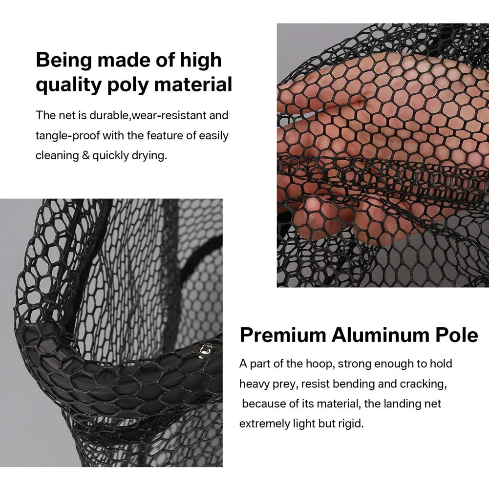 Collapsible Fishing Landing Net with Telescoping Pole Handle Extend to 190cm 100cm 80cm Fishing Net For Saltwater Freshwater