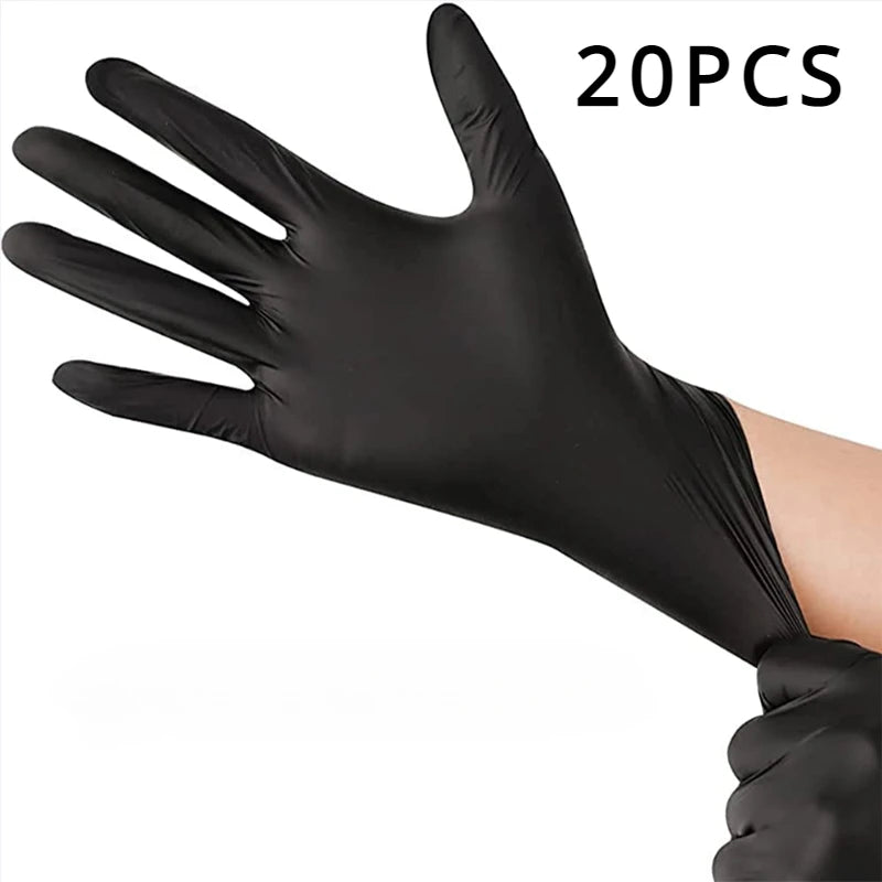 Black Nitrile Disposable Gloves 100/50/20PCS | Thickened Waterproof for Cleaning, Hairdressing, Dishwashing, Tattoo | Non-Slip &