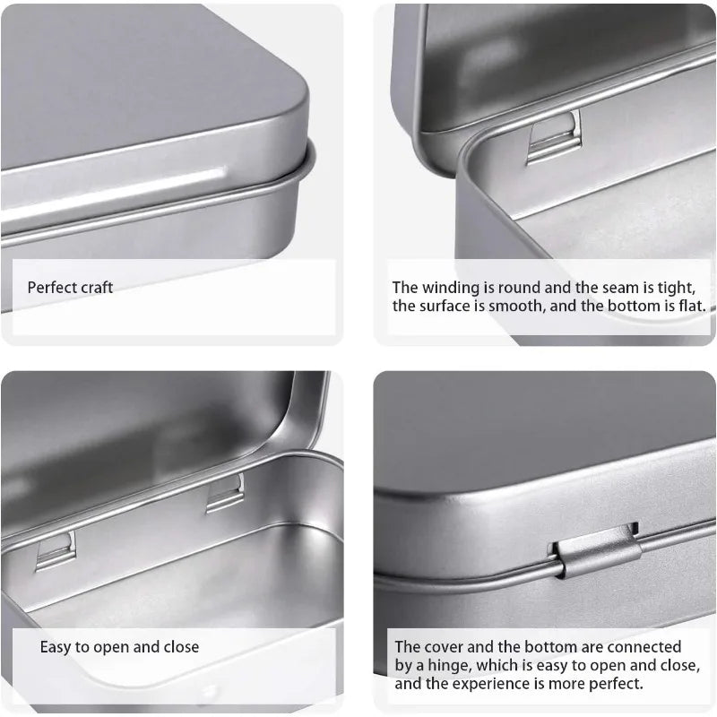 Mini Metal Box Tin-Plated Slide Cover Storage Box Portable Jewelry Pill Cosmetic Cases Home Rectangular Empty Storage Container