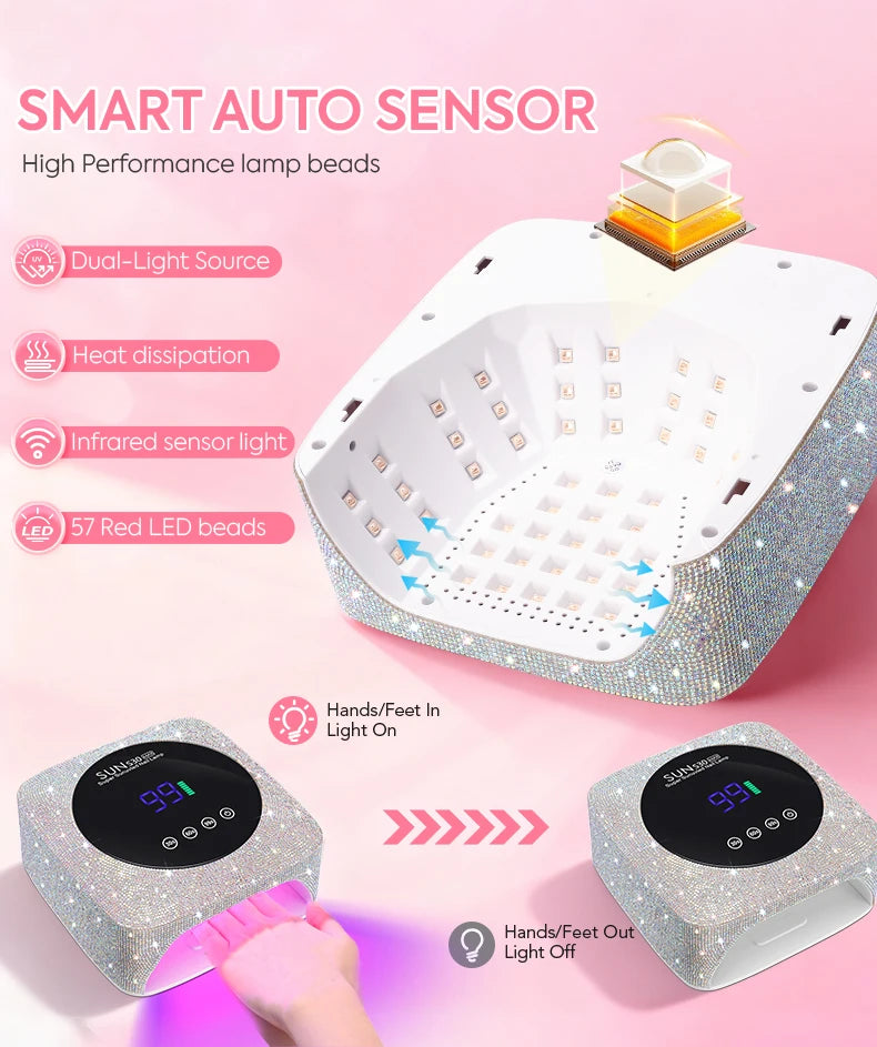 Lámpara UV/LED Recargable 180W DianaBeauty | 57 LEDs | Sensor de Movimiento | Salón - Firu Total Sales