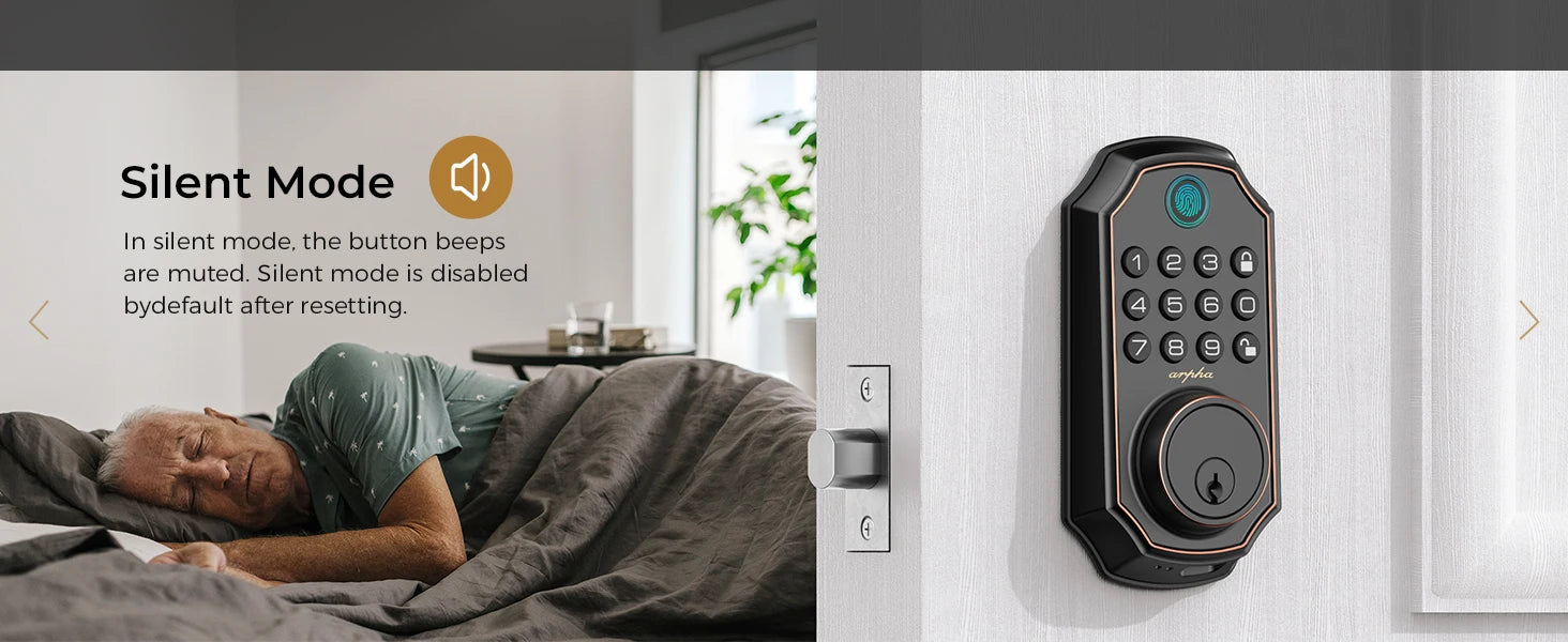 Arpha D280W WIFI Keyless Entry Door Lock 5-in-1 Smart Fingerprint Deadbolt w/ Keypad Electronic Deadbolt Auto-Lock One Touch Loc